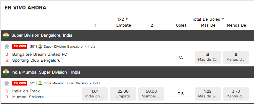 Apuesta total en vivo fútbol.